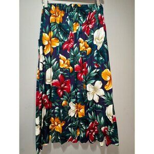 Vintage Sag Harbor 90's Y2K Hawaiian Floral Maxi Skirt Tropical Boho Beach Coast